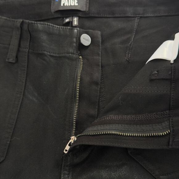 PAIGE MAYSLIE STRAIGHT ANKLE JEANS IN BLACK FOG COATING NWOT WOMEN'S SIZE 30 - Picture 8 of 16
